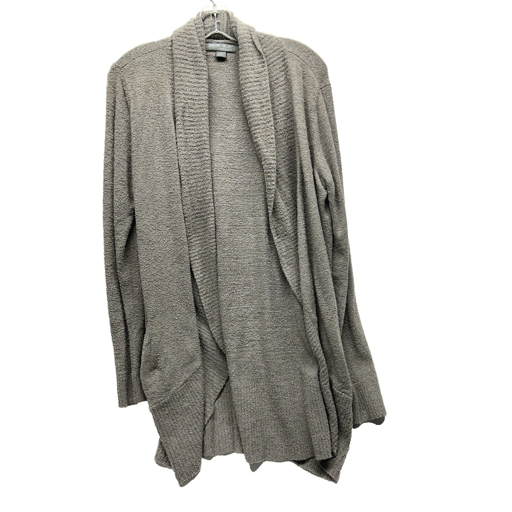 Barefoot Dreams Cozychic Lite Women's Large Grey Brown Nylon Blend Cardigan (G2)